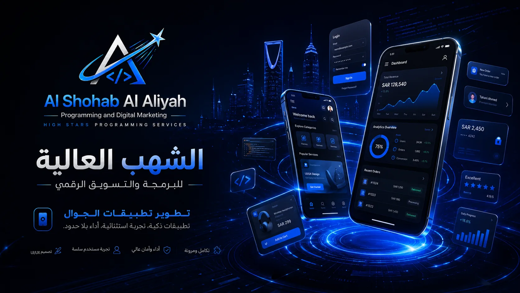 صورة توضيحية لمقال تصميم تطبيق إلكتروني احترافي من مدونة الشهب العالية