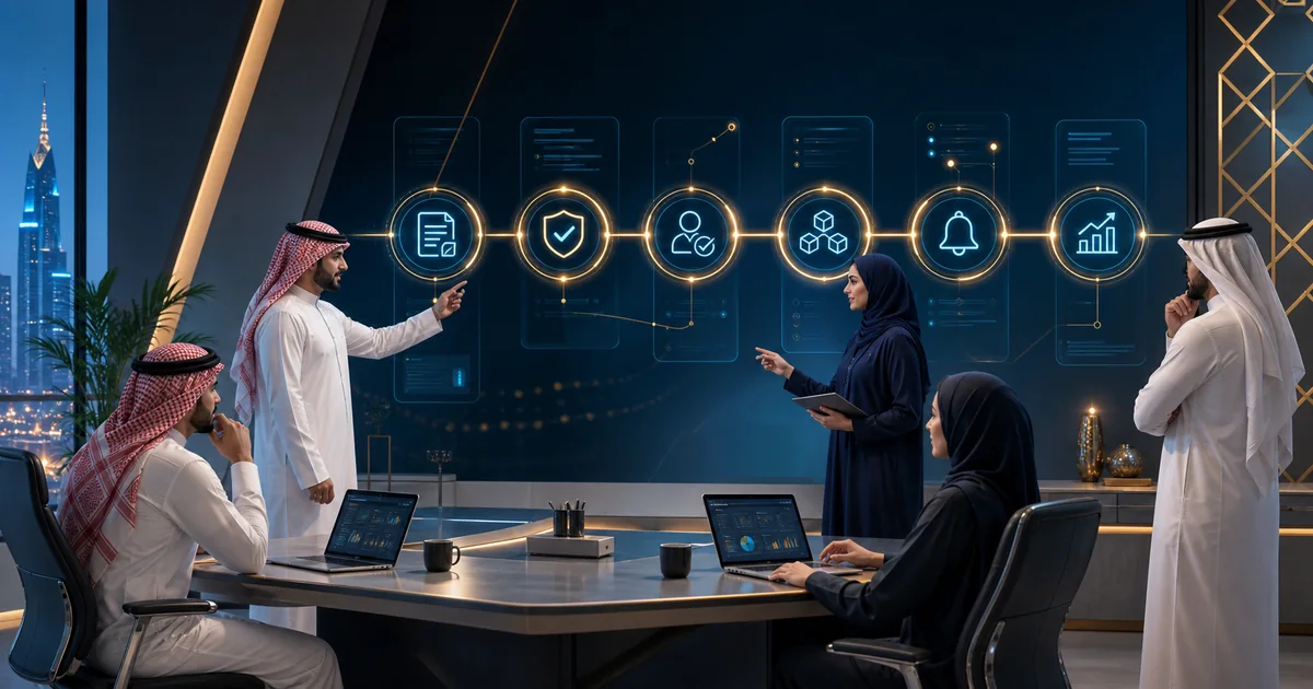 فريق سعودي يراجع مسارًا رقميًا يربط الطلب والتحقق والموافقة والتكامل وقياس الأداء
