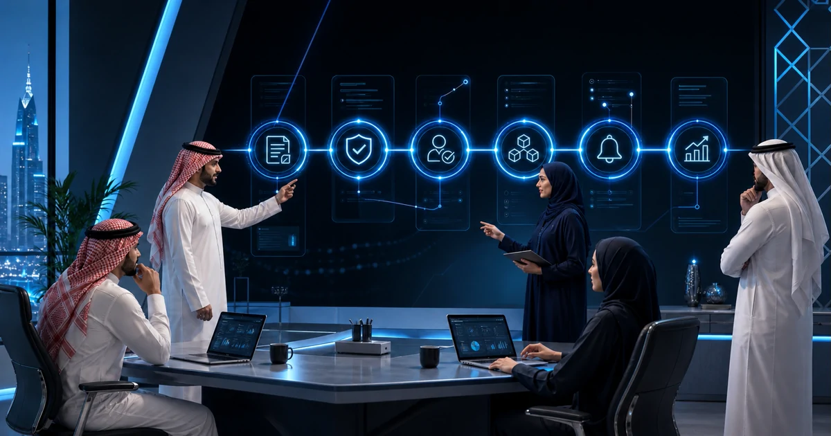 فريق سعودي يراجع مسارًا رقميًا يربط الطلب والتحقق والموافقة والتكامل وقياس الأداء