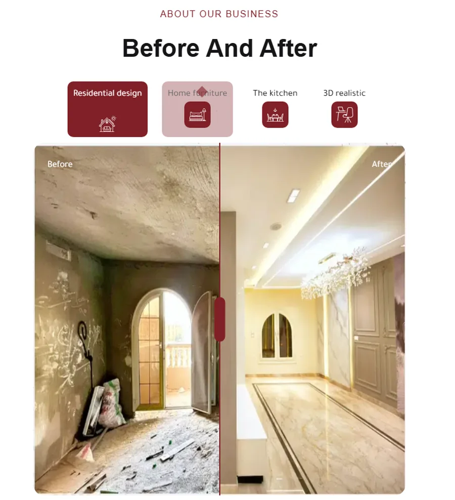 قسم قبل وبعد في موقع D Design Interiors