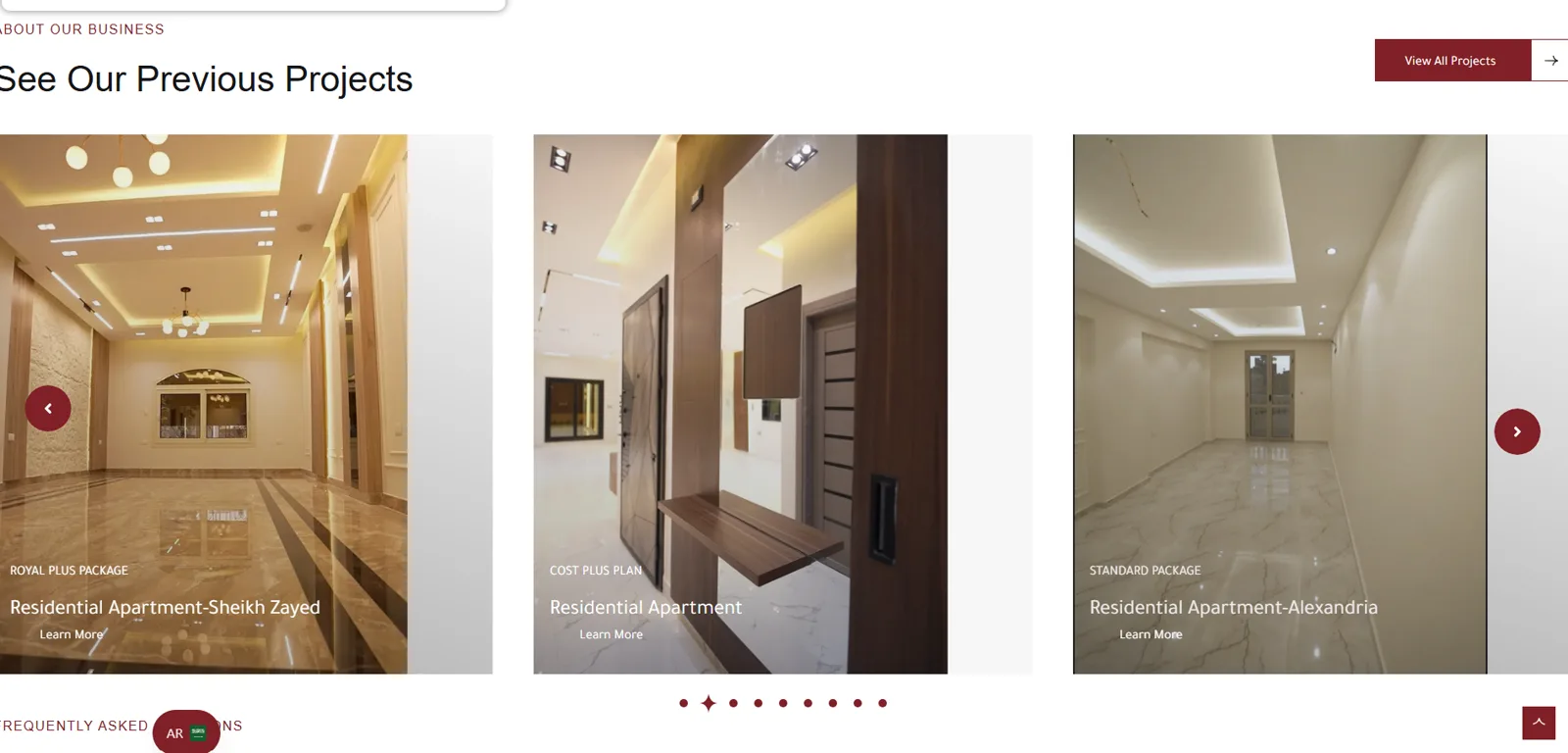 قسم المشاريع السابقة في موقع D Design Interiors